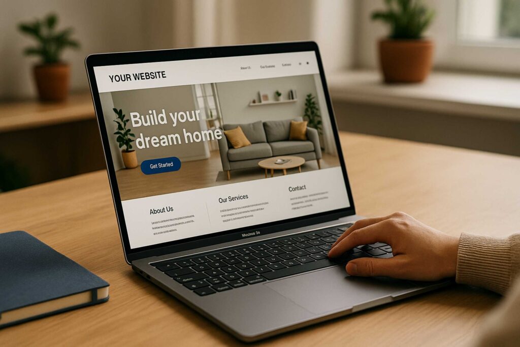 Persona davanti a un sito web professionale su laptop, simbolo dell’importanza della presenza online per le PMI nel 2025