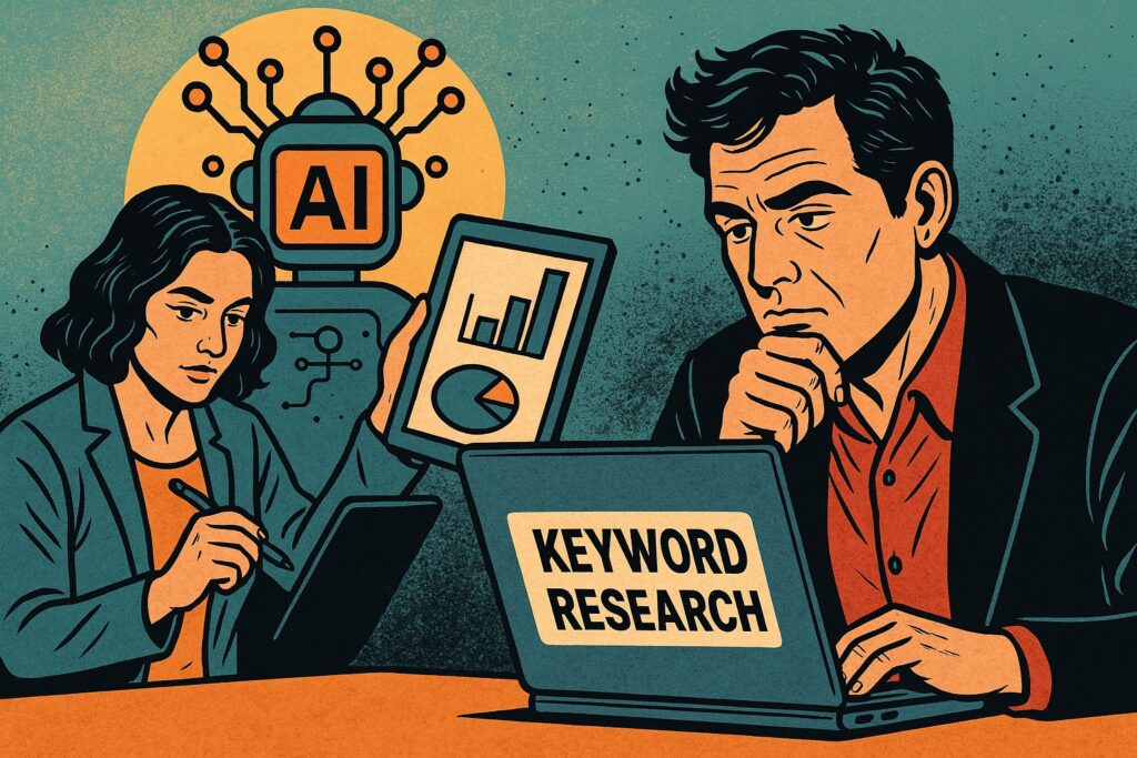 Illustrazione in stile fumetto italiano che rappresenta un team al lavoro su schermi digitali con grafici di prestazioni web, simbolo delle Core Web Vitals e dell’ottimizzazione della velocità del sito nel 2026.