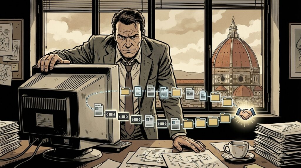 Imprenditore analizza il percorso di acquisto autonomo del buyer B2B con una strategia di content marketing strutturata