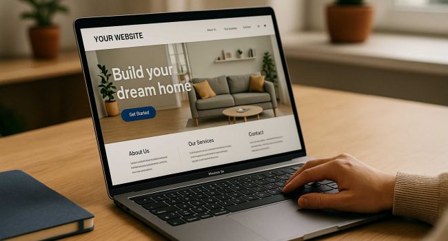 Persona davanti a un sito web professionale su laptop, simbolo dell’importanza della presenza online per le PMI nel 2025